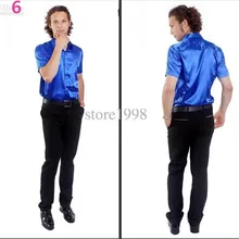 Лидер продаж Для мужчин короткий рукав Свадебные Жених Шелковый Рубашки для мальчиков 9 Цвета жених рубашка высокого качества пользовательский стиль моды синий Цвет