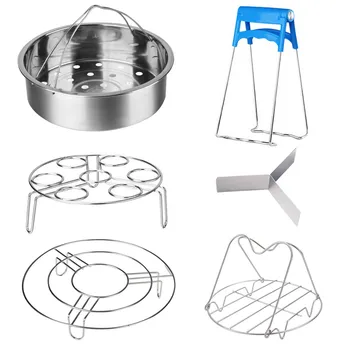 

Behogar 6in1 Kitchen Accessories Steamer Basket Bowl Clip Stainless Steel Separator Egg Rack Steam Rack for Instant Pot 5 6 8Qt