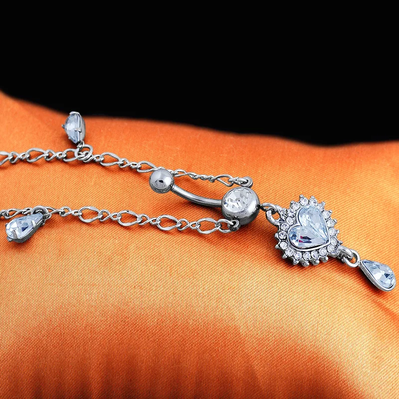 2016 Dangle Austria Crystal Belly Chians Water Drop Shape Bar Silver Plated Belly Chain 70*16cm Dangle Body Jewelry Piercing - Image 3