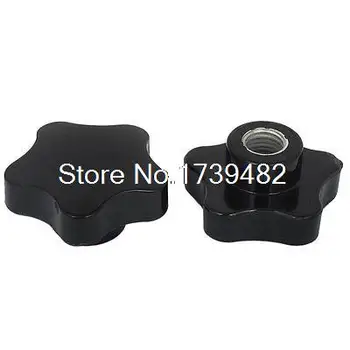 

M16 x 65mm Female Thread Plastic Star Head Clamping Knob Jig Black 2pcs
