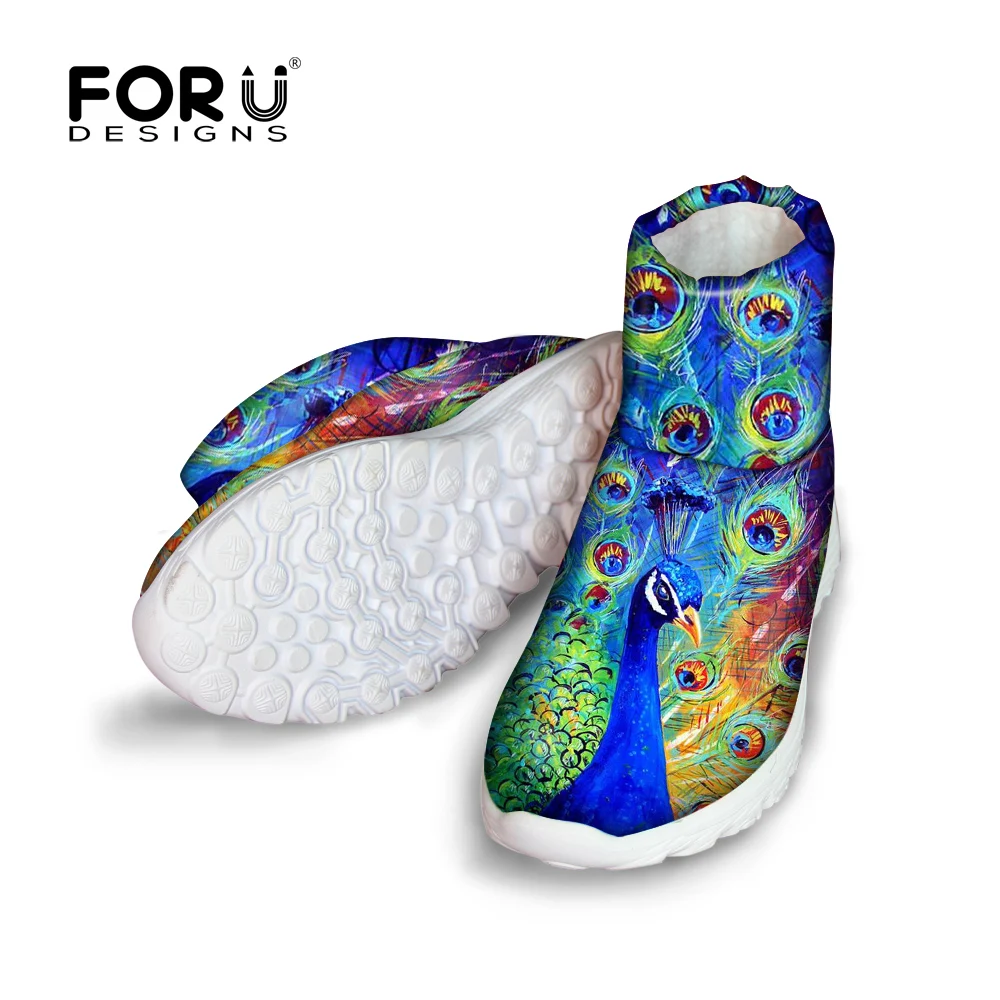 

FORUDESIGNS Women Snow Boots Fashion Painting Animals Printed Waterproof Non-Slip Flat Ankle Boots Female Winter Fur Warm Shoes