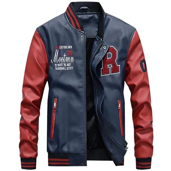 

New Arrival PU Leather Jacket Men Autumn Winter Thick Fleece Bomber Jacket Military Fashion Motorcycle Pilot Leather Jacket