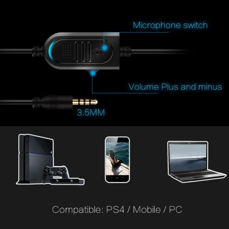 Стерео наушники шлем глубокий бас компьютерная игровая гарнитура с микрофоном для PS4/XBOX-ONE/PC Игры наушники Auriculares