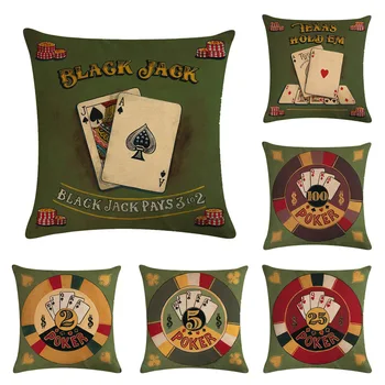 

Vintage Poker Figures Cushion Cover Seat Throw Pillow Cover Portrait Pattern Decorative Waist Pillow Cases Home Car Decor