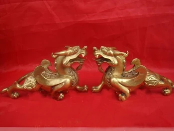 

Pair Chinese Bronze Unicorn Pixiu 2 Statue