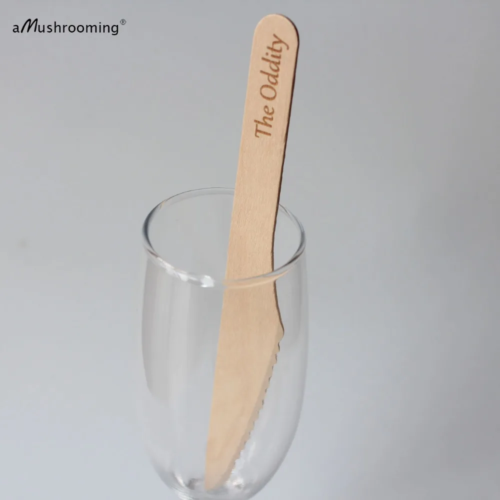 

Personalized Wooden Knives Named Knives Great Wood Rustic Disposable Cutlery for Salad Fruit Cake Wedding Bridal Shower Party