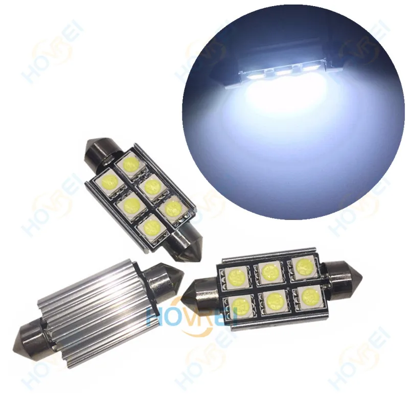 10 шт./лот 41 мм 6 SMD СВЕТОДИОДНАЯ автомобильная лампа белая внутренняя купольная