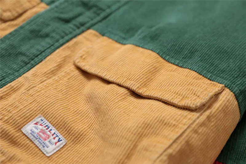 Color Block Patchwork Corduroy Hooded Jackets 9