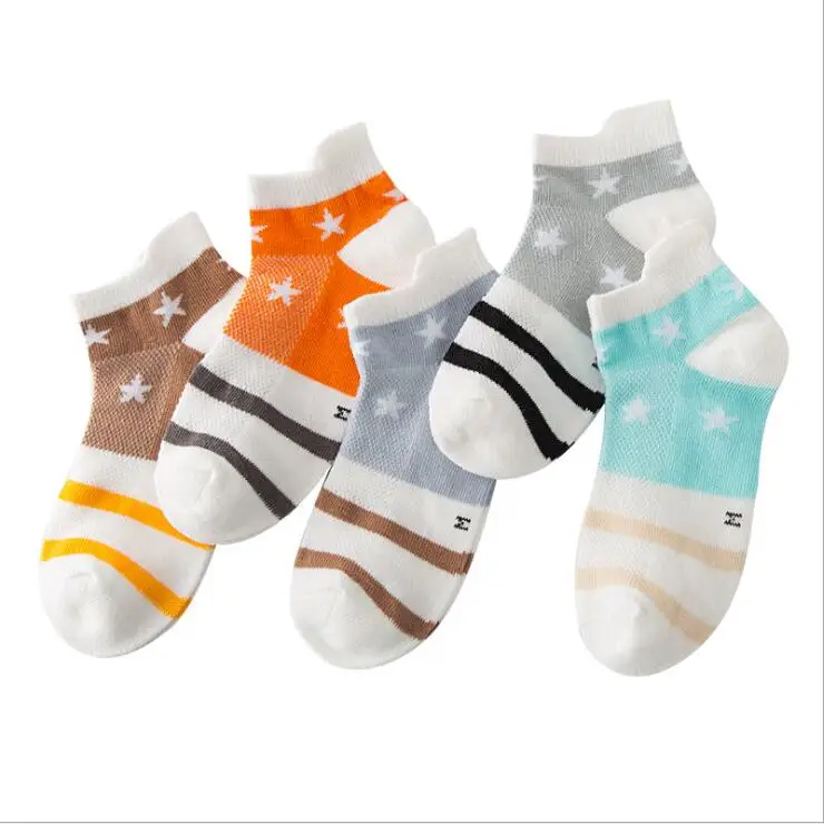 Новинка года, весенне-летние детские носки, хлопковые детские носки с якорем и звездами для больших мальчиков возрастом от 3 до 12 лет 5 пар в упаковке - Цвет: r