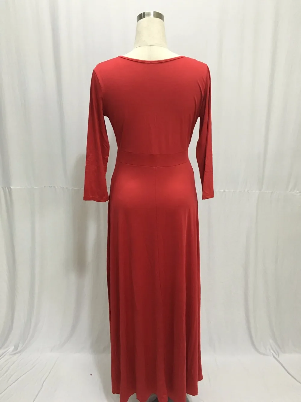 Красное, черное, синее, лето, длинное женское Платье макси с рукавом 3/4 и v-образным вырезом, одежда, платье-туника, элегантное вечернее платье для полных