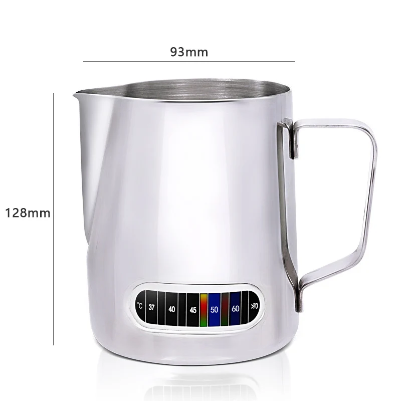 Stainless Steel Milk Frothing Pitcher- With Built-In Thermometer Perfect for Milk Frothers, Latte Art 20oz(600ml