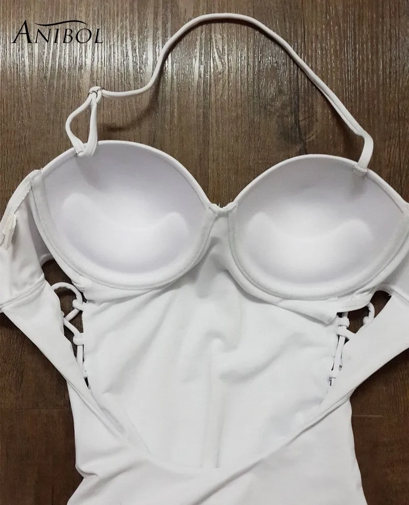Anibol 2017 branco sexy strass uma peça