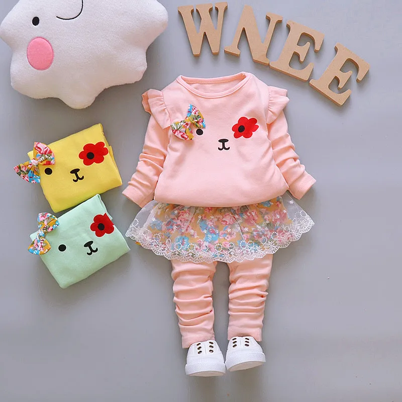 BibiCola Baby Girls Clothing Sets Toddler Girls Cute Cartoon Clothes Sets Infant Princess Outfit Costume Children Girls Clothing