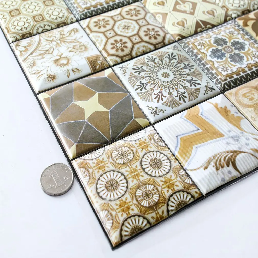 Modern 3D Style Tiles Waterproof Self-adhesive Stickers Home Bathroom Kitchen Wall Stickers Decoration