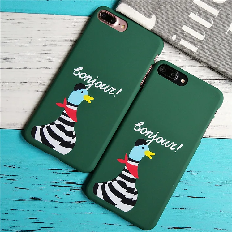 Cute cat claw Literary duck Pocket rabbit case For iPhone 6s 7 8 Plus X 3 colors Half pack Frosted pc hard cover wholesale price |