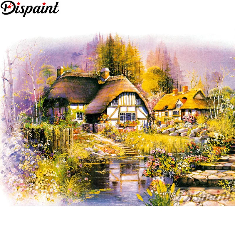 

Dispaint Full Square/Round Drill 5D DIY Diamond Painting "House flower" Embroidery Cross Stitch 3D Home Decor A11179