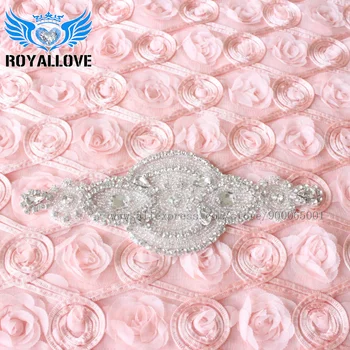 

30 pcs Beaded Flower Silver Rhinestones Applique for Wedding Dresses DIY Crafts Handcraft crystal appliques for hair accessories
