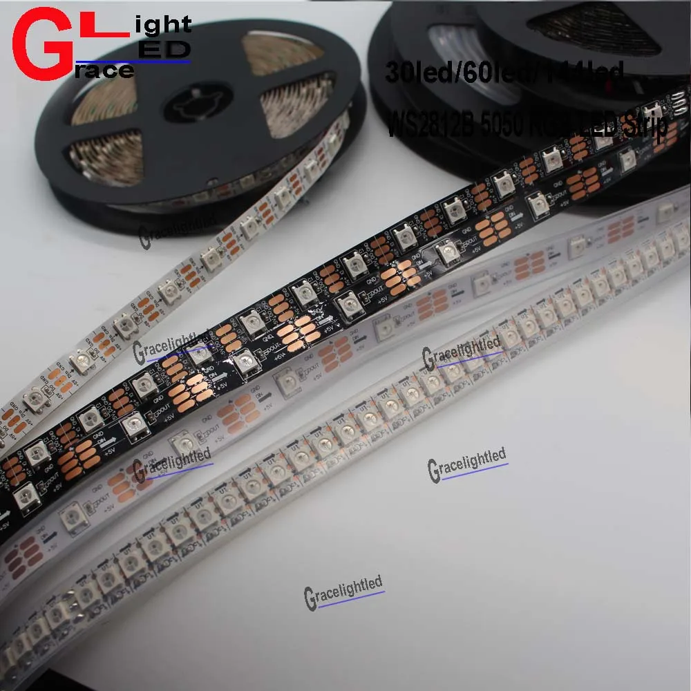 WS2812B 5050 RGB Светодиодные ленты 5 м 150 300 светодиодов 144 30LED/м прибор приемно