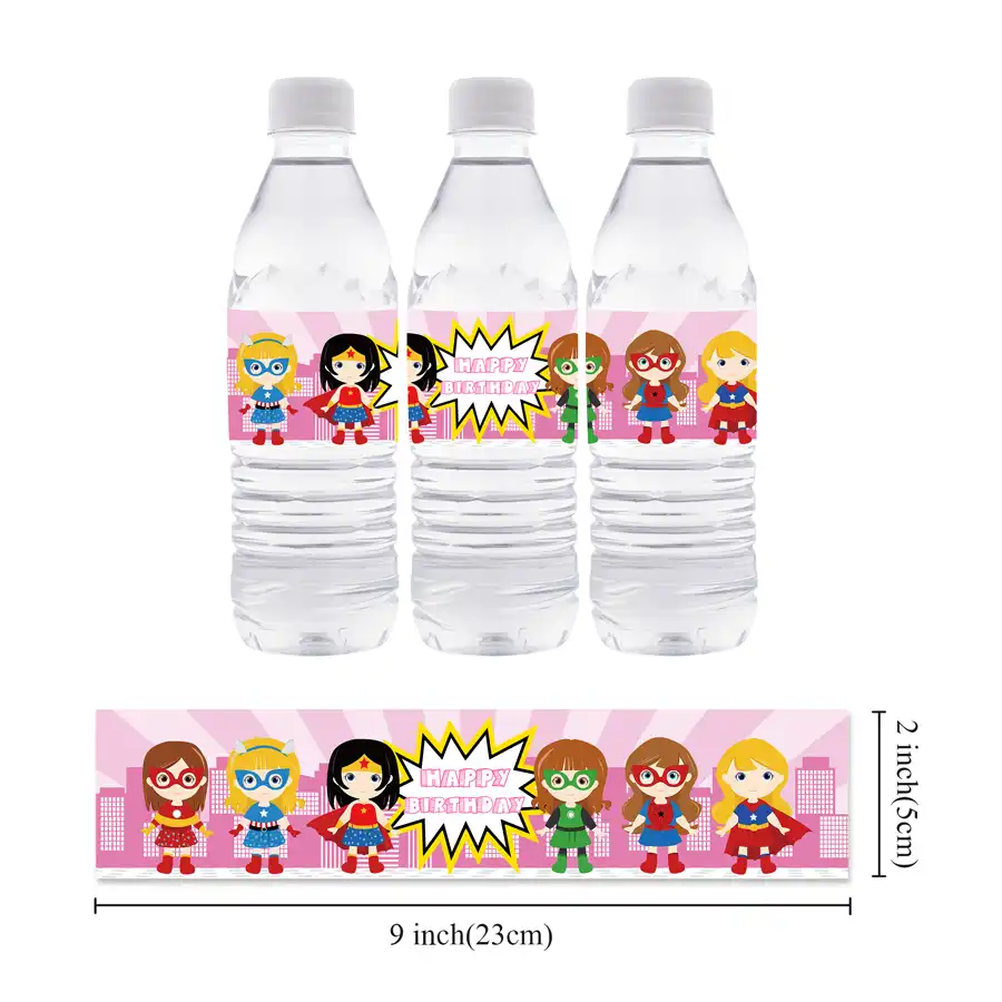 detail feedback questions about girl hero theme water bottle labels superhero water bottle labels