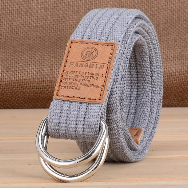 

Fashion Double D-ring Jeans Belt Fabric Canvas Belt for Men