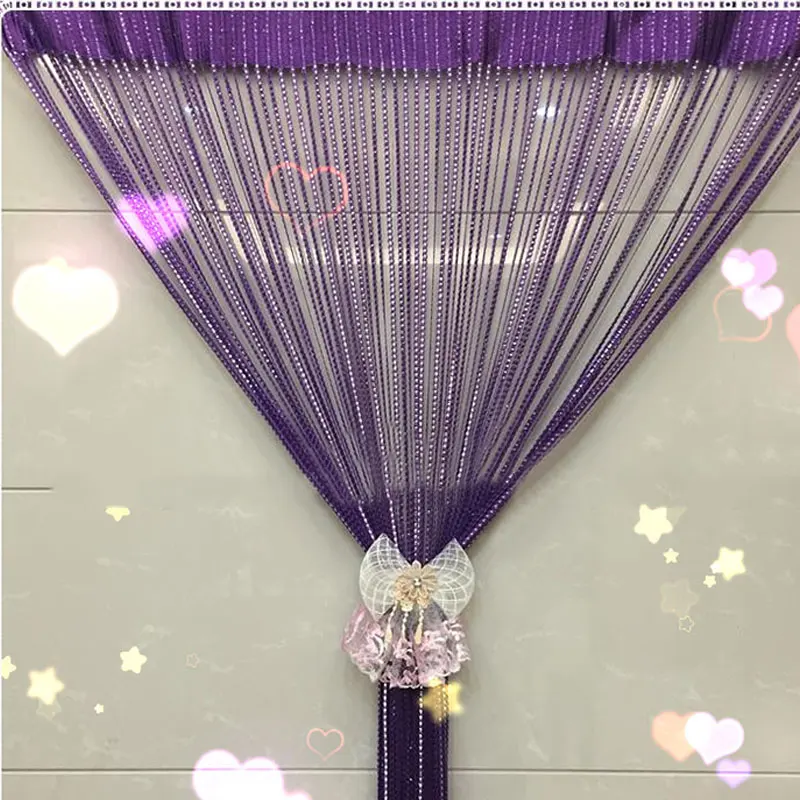 

Crystal Beads Curtain Rope Gray Purple Door Curtain Divider Window Panel Room Glitter Ball Tassel String Curtains On The Window