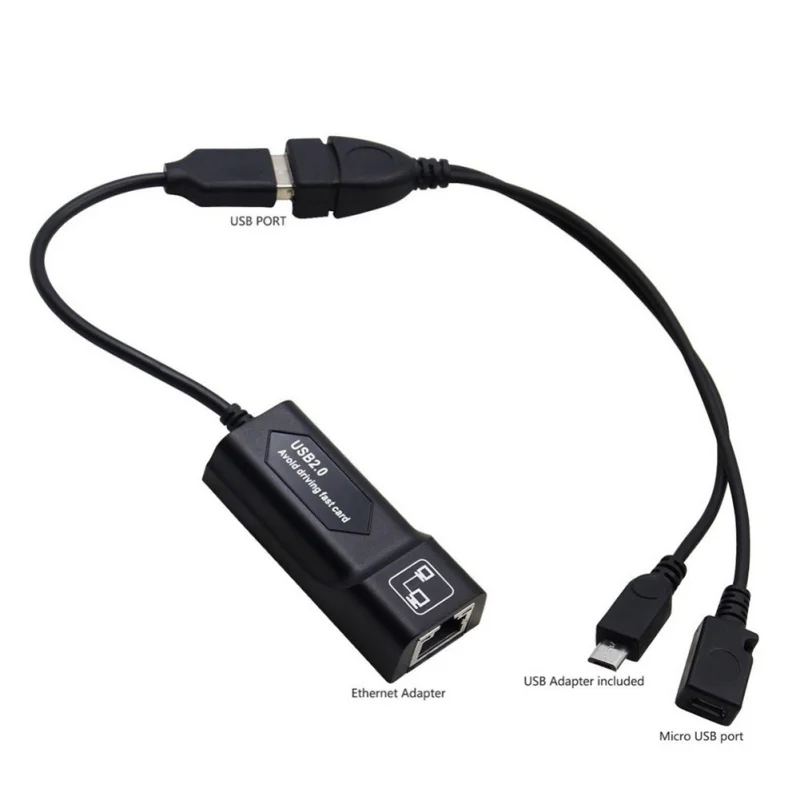 USB к RJ45 10/100 Мбит/с USB Ethernet адаптер Сетевая карта LAN USB адаптер Lan RJ45 карта с Micro USB адаптер для ПК ноутбука