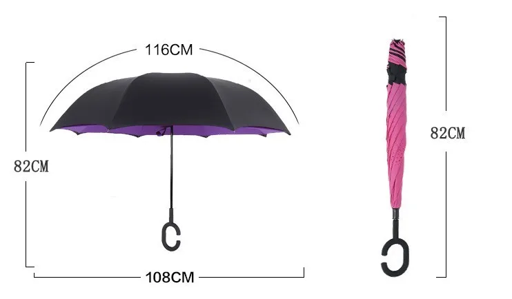 Ветрозащитный обратный складной двухслойный перевернутый зонтик, самостоящий Зонт от дождя для женщин, высокое качество,, прочный, S1007