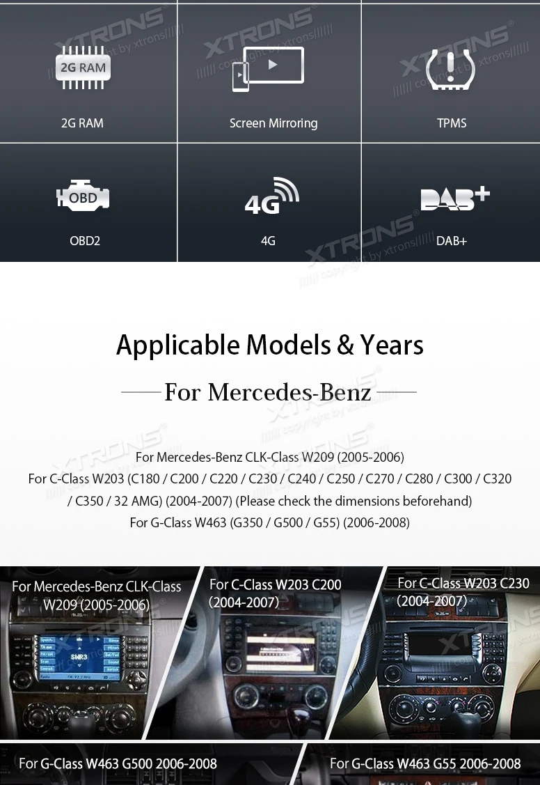 Best XTRONS 2 Din 7" HD Android 7.1 Radio GPS HDMI Car DVD Player for Mercedes Benz W209 W203 C180 C200 C220 C230 C240 C250 C270 W463 1