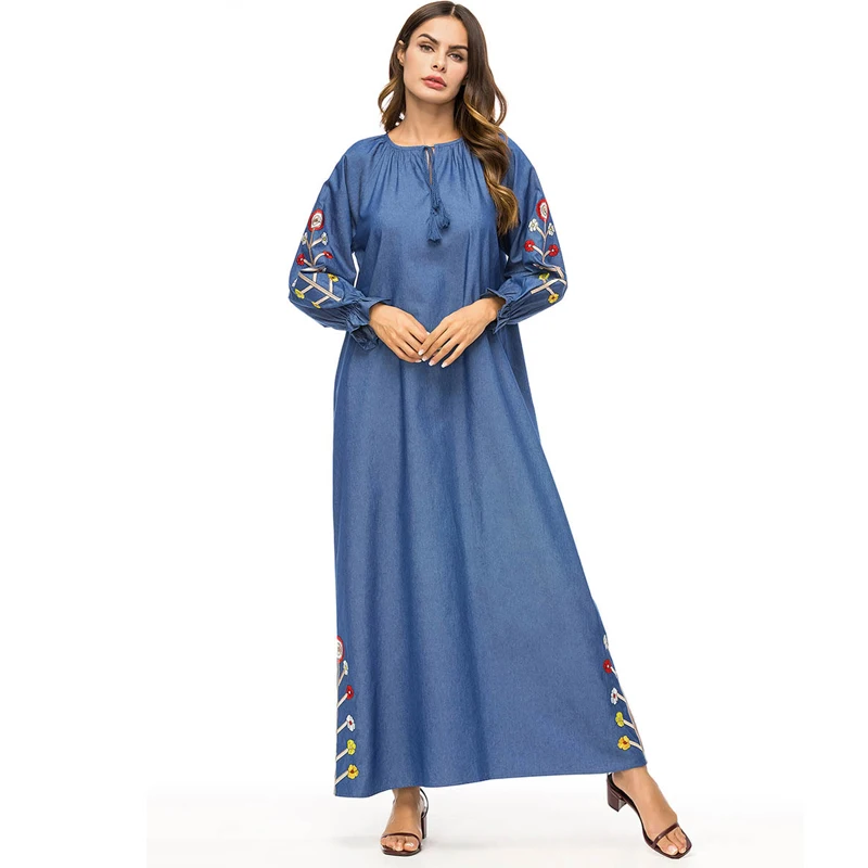 

Denim Abaya Kaftan Hijab Muslim Dress Bangladesh Abayas For Women Jilbab Caftan Marocain Robe Dubai Turkish Islamic Clothing