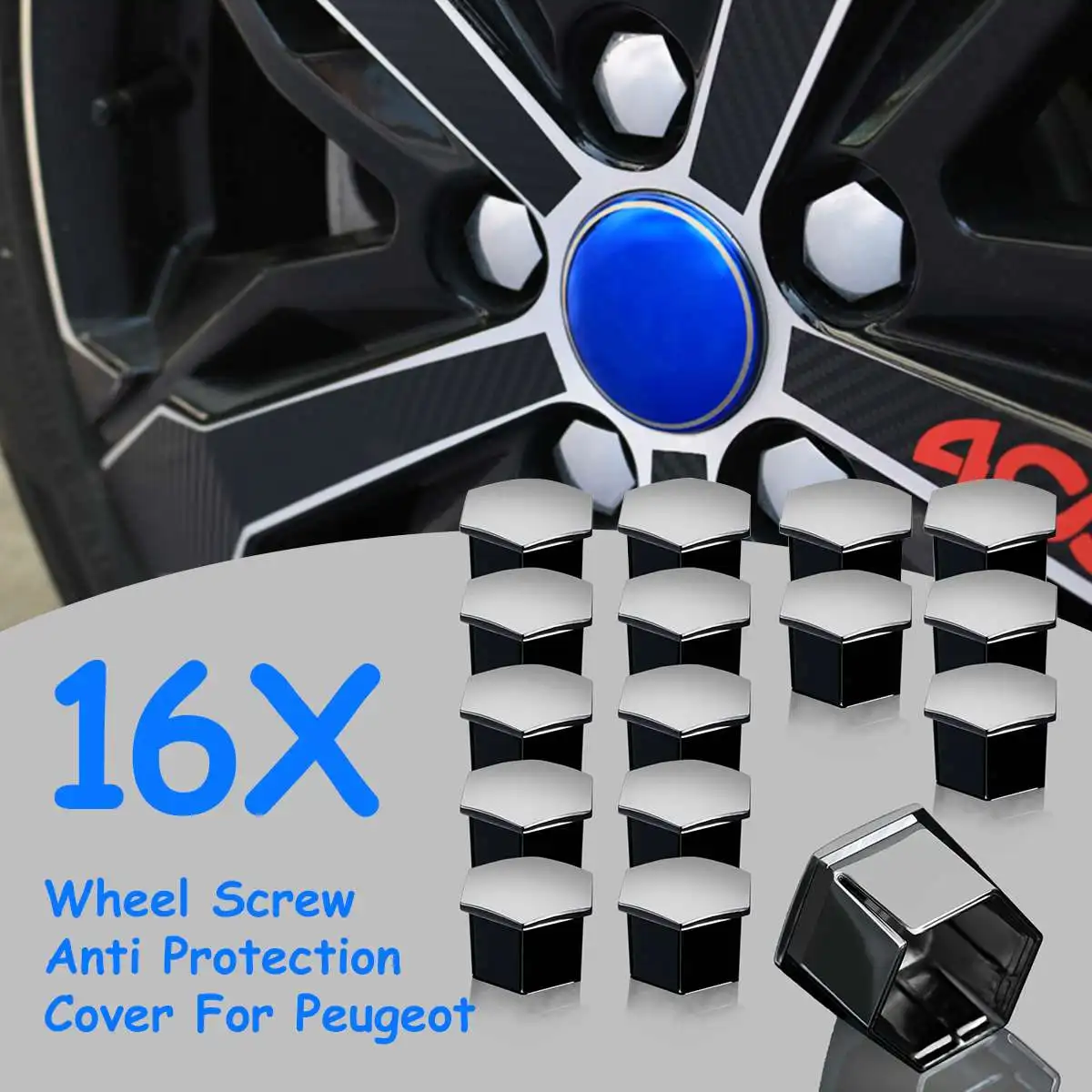 

1/4/16pcs Car Wheel Nut Bolts Caps Tire Hub Screw Cover 16mm Bolts Rim Decoration For Peugeot 207 3008 301 307 308