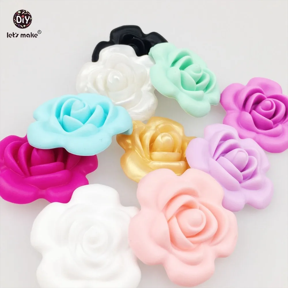Pulseira de Silicone em Forma de Flor Vamos Fazer Silicone Mordedor Dentição Artesanal Colar Sensorial Brinquedo Faça Você Mesmo 10pcs Bpa Livre