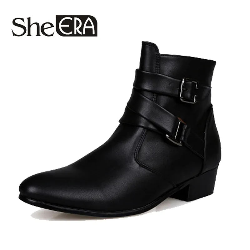 

Fashion Brand Men Boots Vintage Style Chelsea Boots Men Casual Shoes Fashion High-Cut Slip Warm Hombre Men Ankle Boots