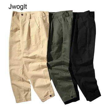 

Autumn New 100% Cotton Mens Straight Harajuku Casual Pants Loose Trousers Black Khaki Army green