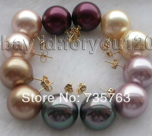 

xiuli 008 Wholesale 6pieces Natural 16mm Shell Pearl Earrings