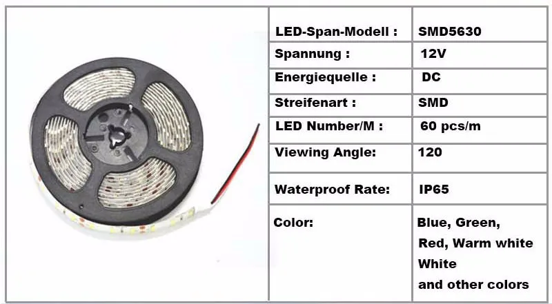Более высокую яркость 12 В 5630 5 м СВЕТОДИОДНЫЕ полосы Света НЕ Водонепроницаемый/IP65 Освещение 300 светодиодов 60 светодиодов/м