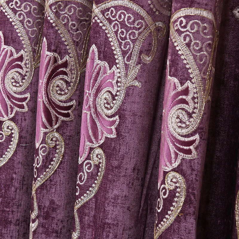 Violeta de Chenille Jacquard de tela de sombra cortina Cortinas para la habitación sala de personalización de Windows Cortinas de Cortinas