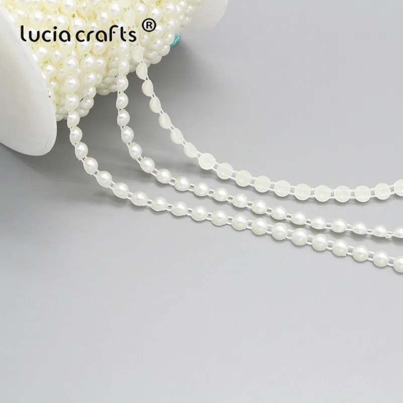 Lucia Crafts, 2 года/партия, АБС-пластик, слоновая кость/белый, 2 линии, полукруглый искусственный жемчуг, плоская задняя сторона, отделка бусин, сделай сам, свадебное украшение для дома C0606 - Цвет: Ivory