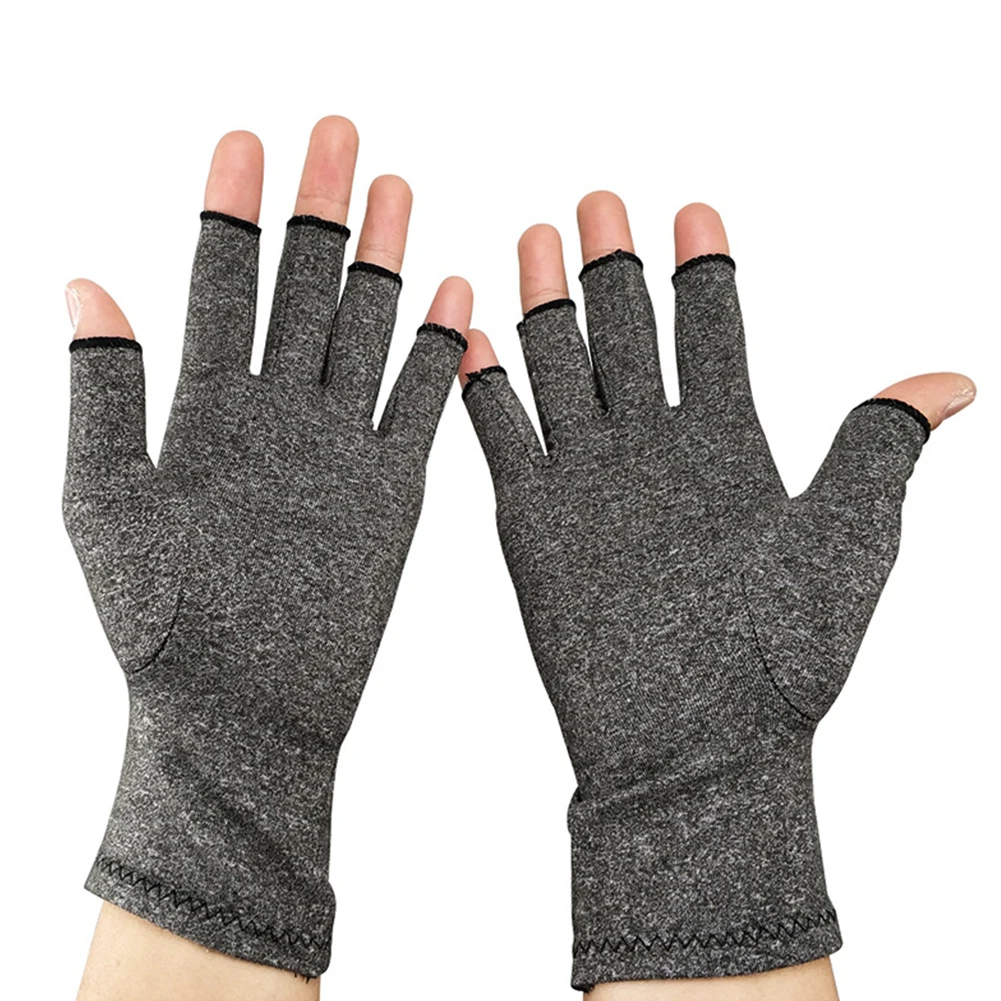 1 пара Для женщин Для мужчин хлопок упругой ручной артрита боли в суставах рельеф перчатки терапия открытыми пальцами компрессионные перчатки - Цвет: Черный