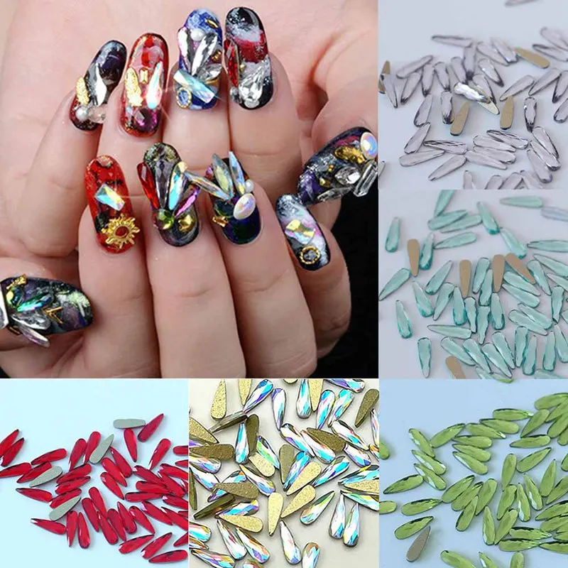 

100pc Crystal AB 3D Nail Art Rhinestones Gems Flatback Stones DIY Decorations Manicure Diamond Jewelry Different Shapes For Nail