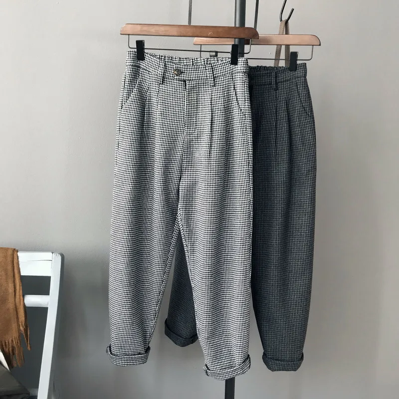 

2019 autumn and winter new chic casual suit trousers women's slim high waist women's feet pants women winter warm harem pants