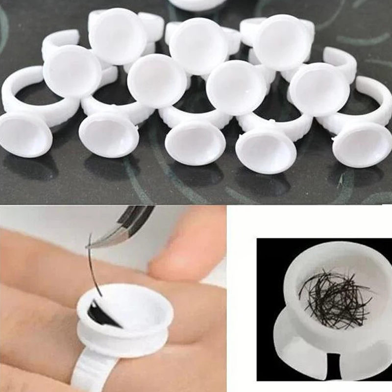 

10pcs Makeup Disposable Eyelash Extension Glue Rings Adhesive Tattoo Pigment Well Holder