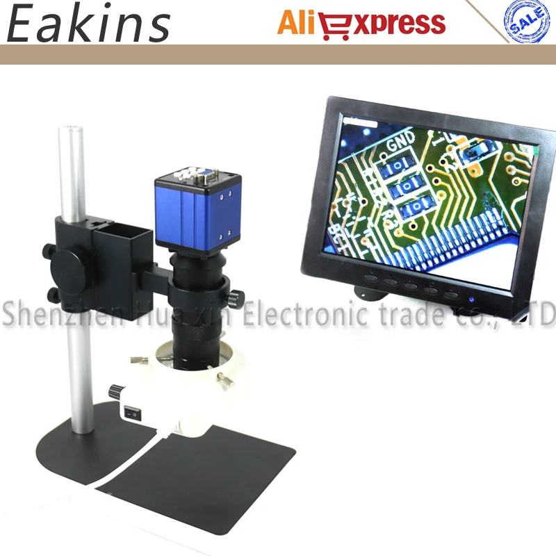2.0MP Digital Industrial Microscope Camera set VGA outputs 1/3+100X C-Mount Lens+56 LED Ring light +Stand holder+8