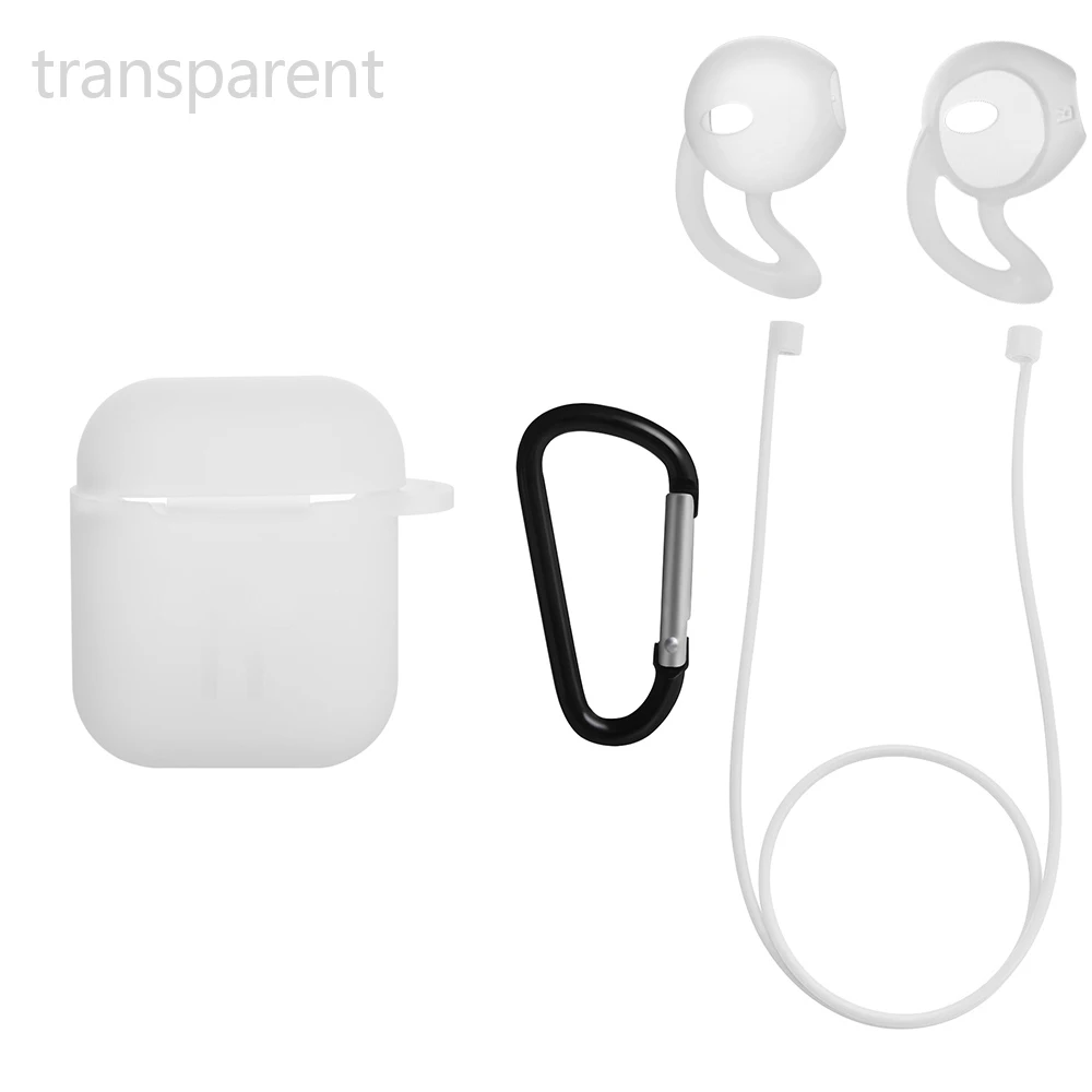 3в1 нескользящий Силиконовый чехол, чехол для наушников, защитный чехол, защита от потери, провод, наушники, беспроводной Чехол для наушников для Apple AirPods - Цвет: transparent