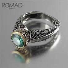 ROMAD, винтажные кольца для женщин, мужские, зеленый циркон, CZ камень, кольцо для мужчин, обручальные ювелирные изделия, anillos hombre R3