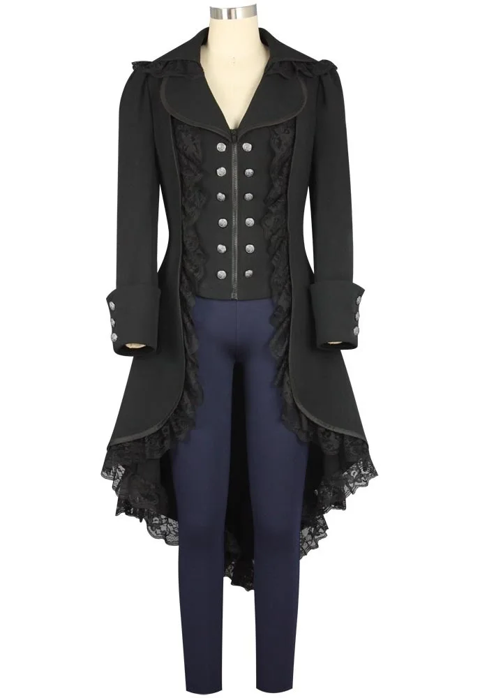 

Steampunk Coat Women Adult Tuxedo Black Gothic Victorian Lady Coat Steampunk Cosplay Costume Halloween Clothing