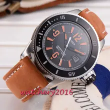 New 43mm Bliger black dial stainless steel case miyota Automatic self wind miyota movement Mechanical Wristwatches Men’s Watch