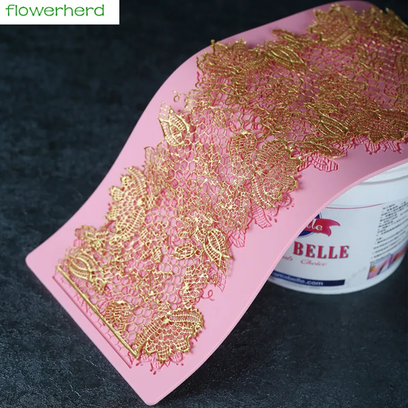 

New Big Size Sugar Lace Border Pattern Silicone Mat Fondant Cake Decorating Tools Kitchen Silicone Lace Mold Baking Mats Liners