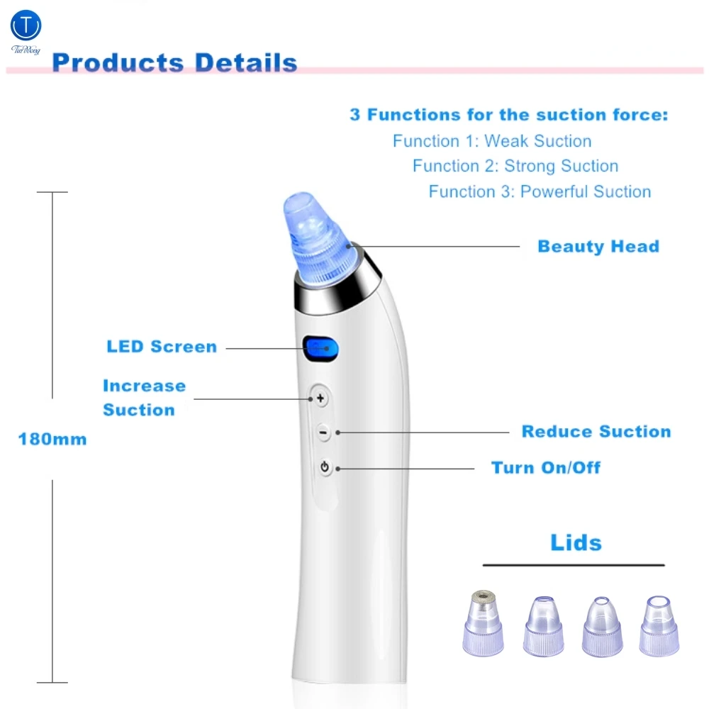 Tinwong средство для удаления черных точек, уход за кожей лица, глубокое Удаление пор, вакуумный инструмент для удаления прыщей