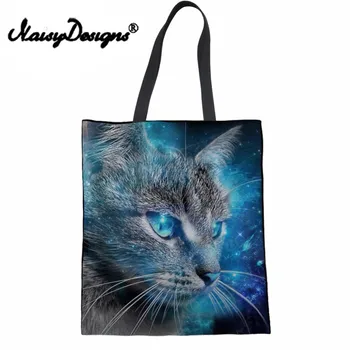 

NoisyDesigns Women Sac Shopping Bags Funny Galaxy Space Cats Printing School Books Bag Canvas ToteTop-handle Bag Sacones Mujer