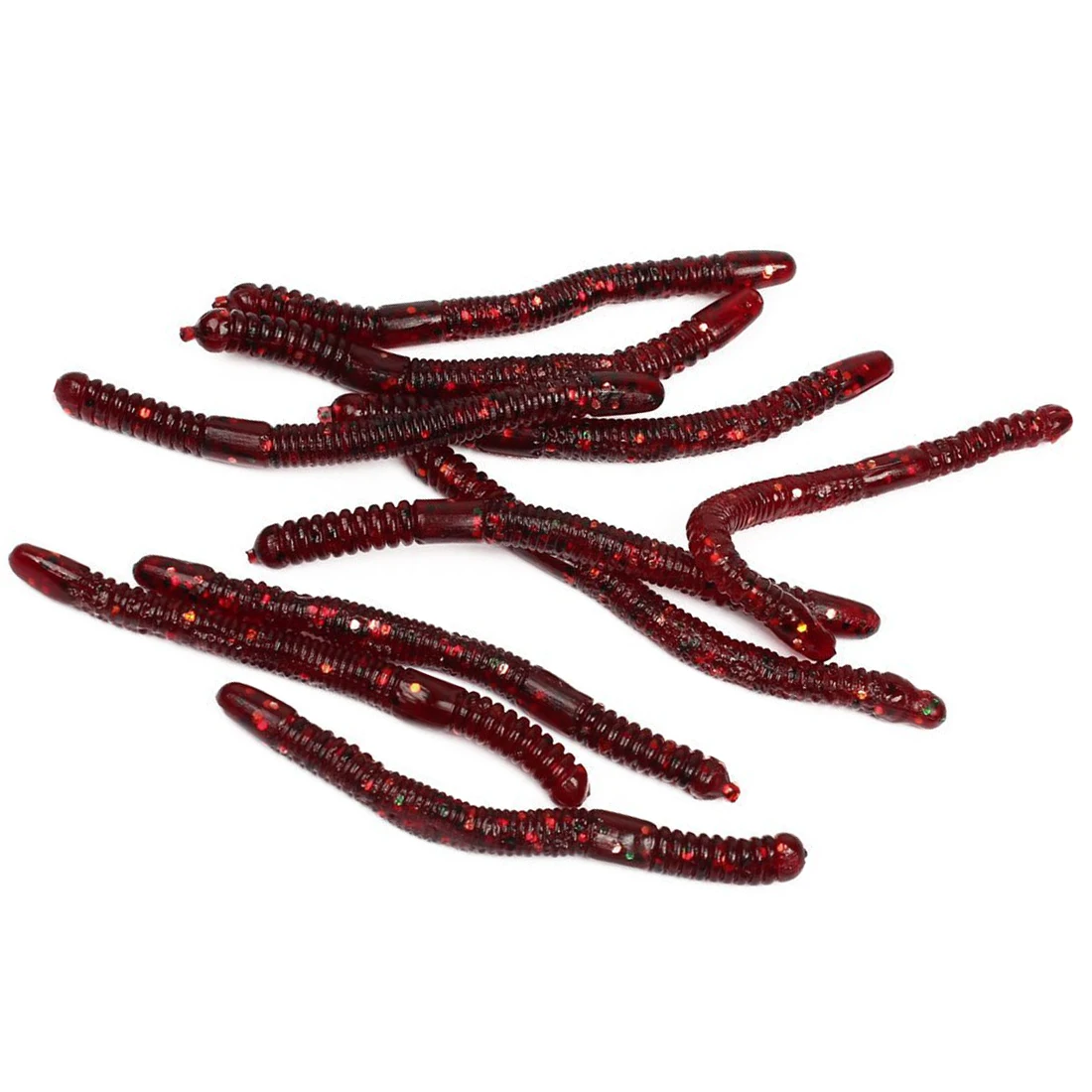 

10 Pcs 8cm Long Soft Silicone Worm Shape Fish Baits Lures red Wine